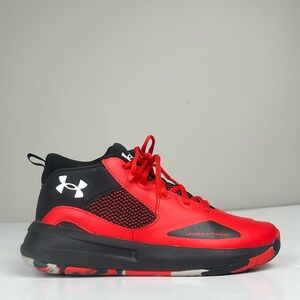 Under Armour Kids Lockdown 5 Red and Black‎ Basketball Sneakers / SZ 7Y